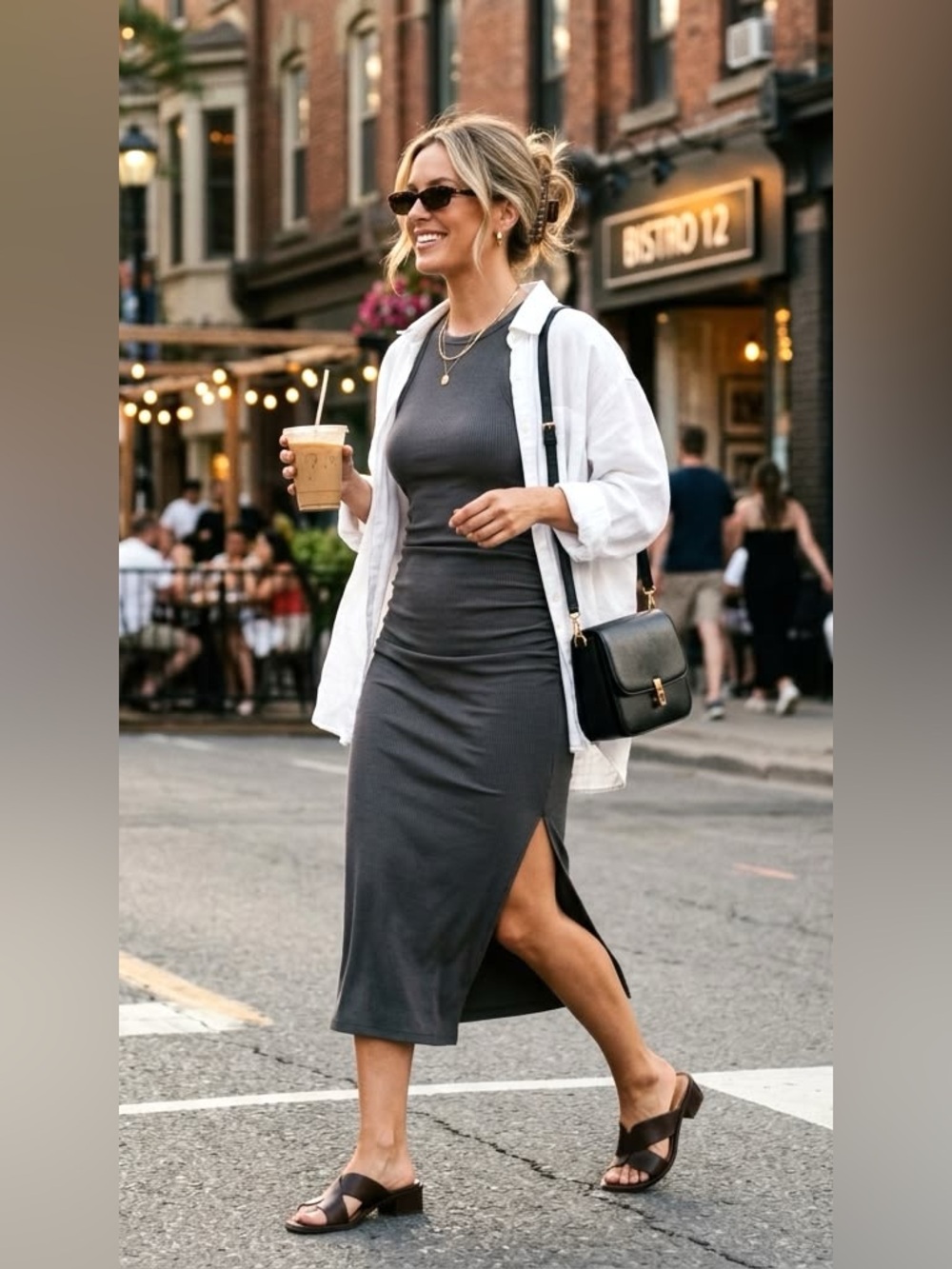 UpWest Rib Midi Dress in Charcoal